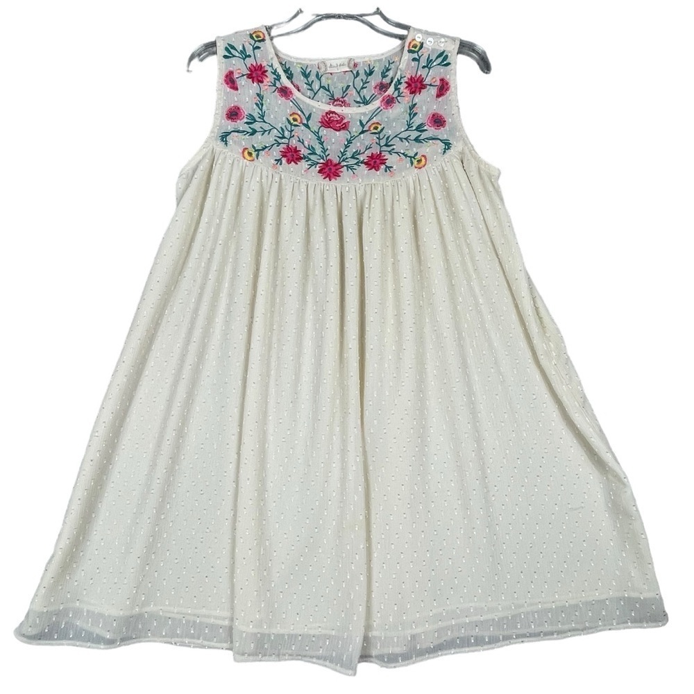 Altard State Floral Embroidered Boho Feminine Flowy Sheer Midi Dress Sz S